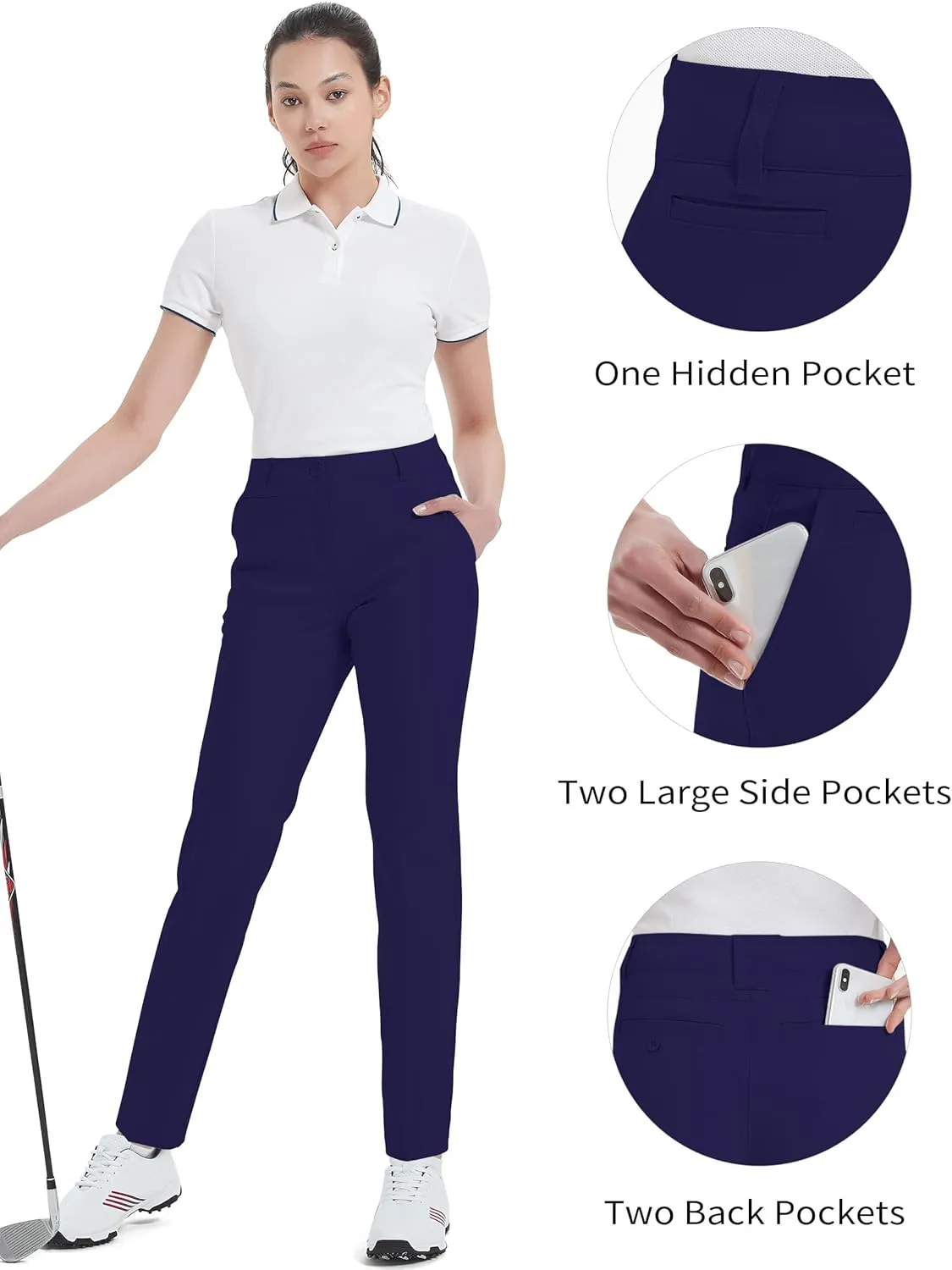 Women's Golf Pants Stretch Straight Lightweight Breathable Twill Work Chino Ladies Pants