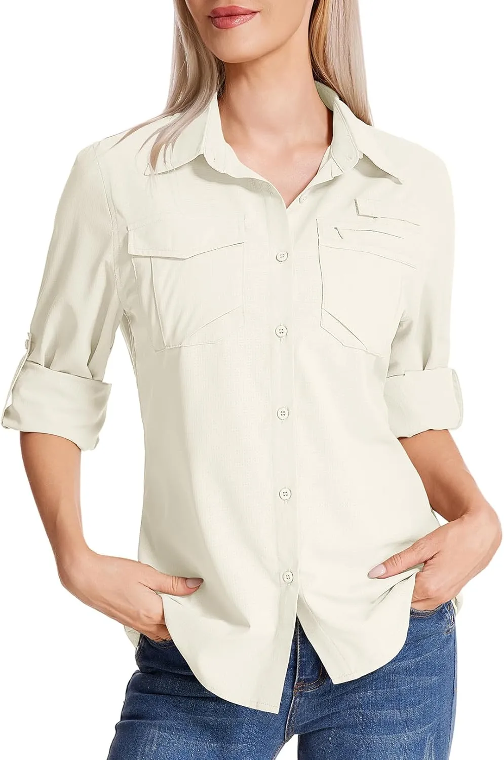 Women's UPF 50 UV Sun Protection Shirts Long Sleeve Outdoor Cool Quick Dry Safari Fishing Hiking Travel Shirts